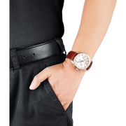 Emporio Armani Sportivo Chronograph White Dial Brown Leather Strap Watch For Men - AR5996