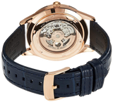 Emporio Armani Luigi Automatic Skeleton Silver Dial Black Leather Strap Watch For Men - AR60013