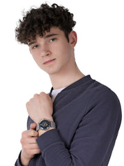 Emporio Armani Aviator Skeleton Blue Dial Silver Mesh Bracelet Watch For Men - AR60024
