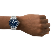 Emporio Armani Sea Explorer Meccanico Automatic Blue Dial Silver Steel Strap Watch For Men - AR60059