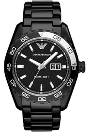 Emporio Armani Sportivo Quartz Black Dial Black Steel Strap Watch For Men - AR6049