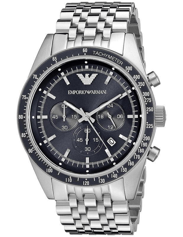 Emporio Armani Sportivo Chronograph Blue Dial Silver Steel Strap Watch For Men - AR6072