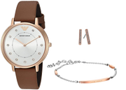 Emporio Armani Classic Analog Silver Dial Brown Leather Strap Watch For Women - AR8040