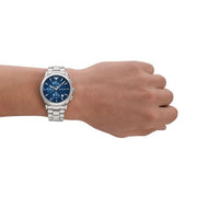 Emporio Armani Renato Chronograph Blue Dial Silver Steel Strap Watch For Men - AR11528