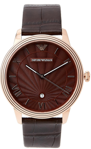 Emporio Armani Classic Quartz Brown Dial Brown Leather Strap Watch For Men - AR1613
