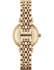 Emporio Armani Gianni T Bar Mother of Pearl White Dial Gold Steel Strap Watch For Women - AR190700