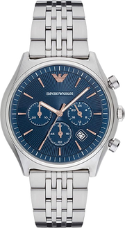 Emporio Armani Luigi Chronograph Quartz Blue Dial Silver Steel Strap Watch For Men - AR1974