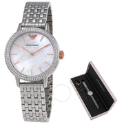 Emporio Armani Interchangeable Mother of Pearl Dial Silver Steel Strap Watch For Women - AR80020