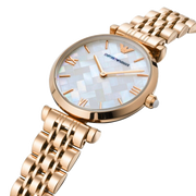 Emporio Armani Mother of Pearl Dial Rose Gold Steel Strap Watch For Women - AR11110