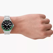Emporio Armani Sea Explorer GMT Black Dial Silver Steel Strap Watch For Men - AR11589