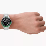 Emporio Armani Sea Explorer GMT Black Dial Silver Steel Strap Watch For Men - AR11589