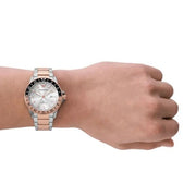 Emporio Armani Sea Explorer GMT White Dial Two Tone Steel Strap Watch For Men - AR11591