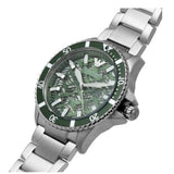 Emporio Armani Sea Explorer Meccanico Automatic Green Dial Silver Steel Strap Watch For Men - AR60061