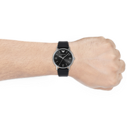 Emporio Armani Classic Quartz Black Dial Black Leather Strap Watch For Men - AR1692