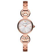 Emporio Armani Retro Quartz Silver Dial Rose Gold Steel Strap Watch For Women - AR1776