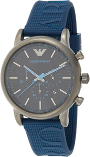 Emporio Armani  Luigi Chronograph Black Dial Blue Rubber Strap Watch For Men - AR11023
