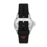 Emporio Armani Sea Explorer Meccanico Automatic Red Dial Black Silicon Strap Watch For Men - AR60070
