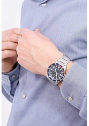 Emporio Armani Diver Quartz Blue Dial Silver Steel Strap Watch For Men - AR11339