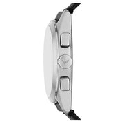 Emporio Armani Claudio Chronograph Black Dial Black Leather Strap Watch For Men - AR11542