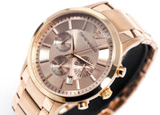 Emporio Armani Classic Chronograph Rose Gold Dial Rose Gold Steel Strap Watch For Men - AR2452