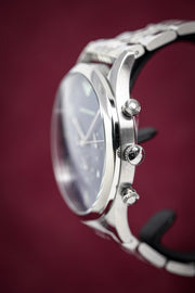 Emporio Armani Chronograph Blue Dial Silver Steel Strap Watch For Men - AR1942