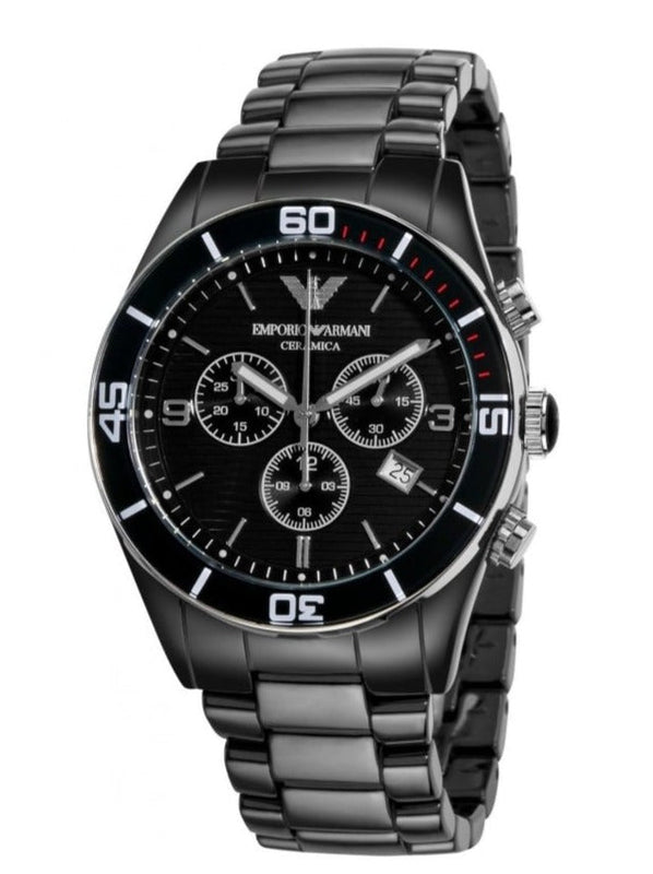 EMPORIO ARMANI CERAMICA AR-1421 クロノグラフ Emporio Armani Black Ceramic Chronograph Black Dial Watch For Men