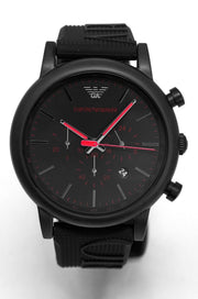 Emporio Armani Luigi Chronograph Black Dial Black Rubber Strap Watch For Men - AR11024