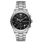 Emporio Armani Paolo Chronograph Black Dial Silver Steel Strap Watch For Men - AR11602