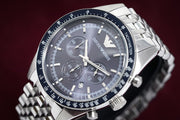 Emporio Armani Sportivo Chronograph Blue Dial Silver Steel Strap Watch For Men - AR6072
