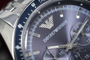 Emporio Armani Sportivo Chronograph Blue Dial Silver Steel Strap Watch For Men - AR6072