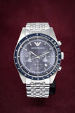 Emporio Armani Sportivo Chronograph Blue Dial Silver Steel Strap Watch For Men - AR6072