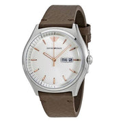 Emporio Armani Dress Quartz White Dial Brown Leather Strap Watch For Men - AR1999