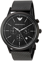 Emporio Armani Renato Chronograph Black Dial Black Mesh Bracelet Watch For Men - AR2498