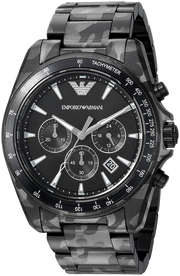 Emporio Armani Sportivo Quartz Black Dial Black Steel Strap Watch For Men - AR11027