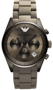 Emporio Armani Sportivo Chronograph Brown Dial Brown Steel Strap Watch For Men - AR5950
