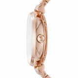 Emporio Armani Meccanico Gianni T-Bar Silver Dial Rose Gold Steel Strap Watch For Women - AR60023