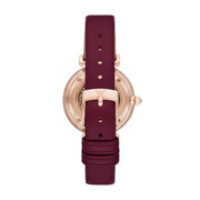 Emporio Armani Gianni T Bar Crystals Purple Dial Purple Leather Strap Watch for Women - AR11487