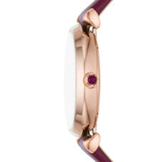 Emporio Armani Gianni T Bar Crystals Purple Dial Purple Leather Strap Watch for Women - AR11487