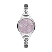 Emporio Armani Aurora Mother Of Pearl Purple Dial Silver Steel Strap Watch For Women - AR11122