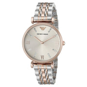 Emporio Armani Gianni T Bar Grey Dial Two Tone Steel Strap Watch For Women - AR1840