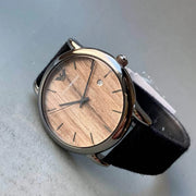 Emporio Armani Luigi Analog Brown Dial Black Leather Strap Watch For Men - AR11156