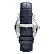 Emporio Armani Valente Quartz Silver Dial Grey Leather Strap Watch For Men - AR1666