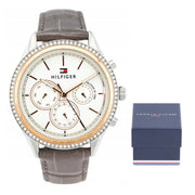 Tommy Hilfiger Ari Diamonds White Dial Grey Leather Strap Watch for Women - 1781980