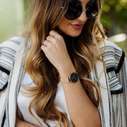 Daniel Wellington Classic Melrose Black Dial Rose Gold Mesh Bracelet Watch For Women - DW00100161