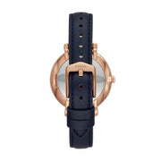 Fossil Tailor White Dial Blue Leather Strap Watch for Women - ES4394