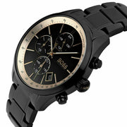 Hugo Boss Grand Prix Chronograph Black Dial Black Steel Strap Watch for Men - 1513578