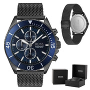 Hugo Boss Ocean Edition Chronograph Blue Dial Black Mesh Bracelet Watch for Men - 1513702
