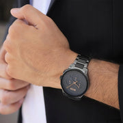 Hugo Boss Peak Chronograph Black Dial Black Steel Strap Watch for Men - 1513814