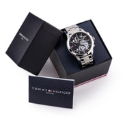 Tommy Hilfiger Henry Chronograph Black Dial Silver Steel Strap Watch For Men - 1710477