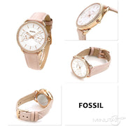 Fossil Tailor Quartz White Dial Pink Leather Strap Watch for Women - ES4393